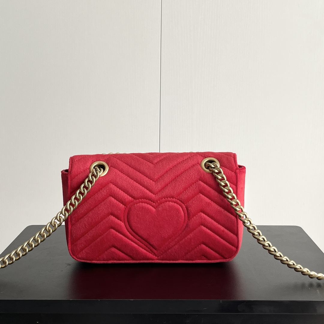 Double-G GG Marmont Veet Collection - Red Bag - Gorchic - $131.99