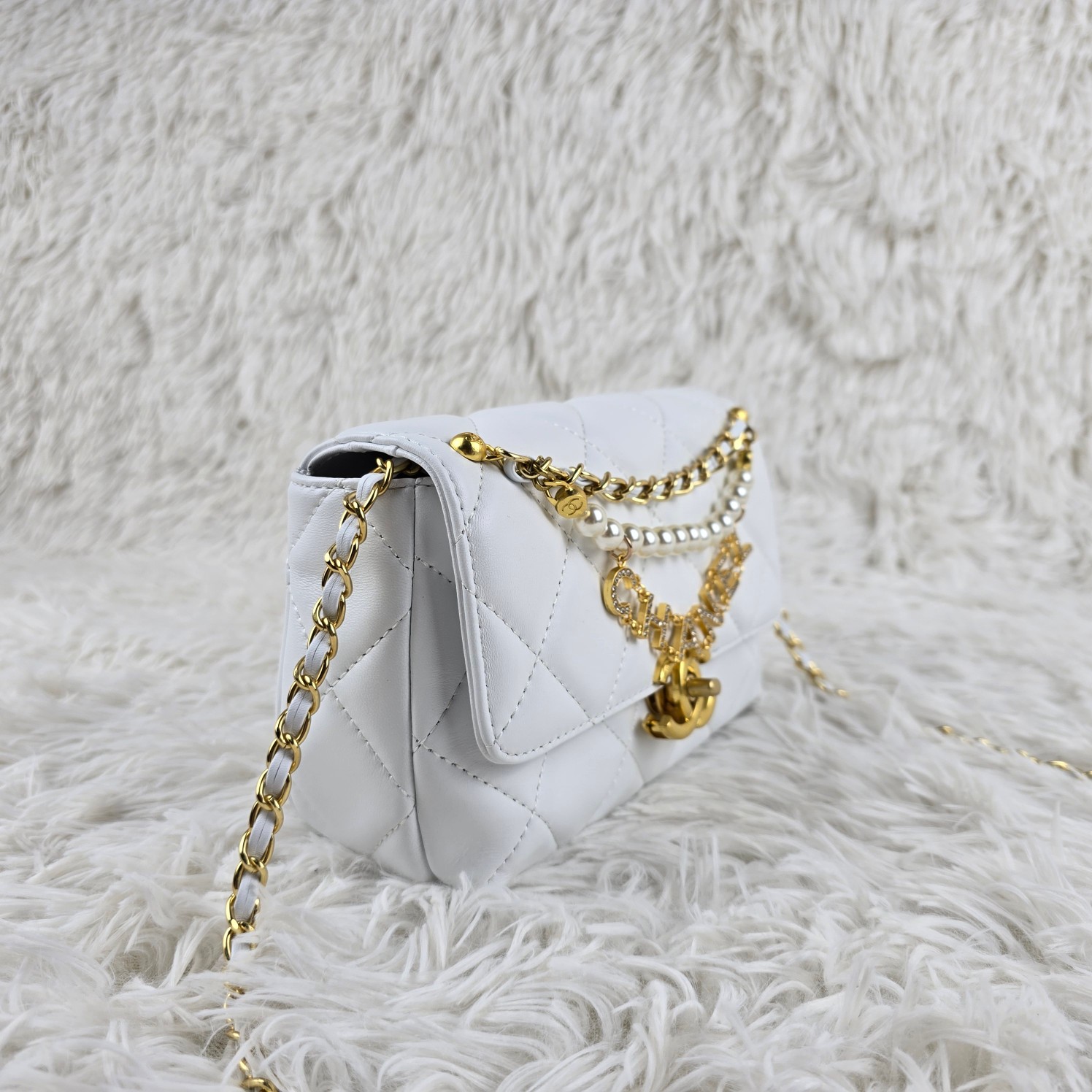 CC Inspired 24A Pearl Mini Flap Bag-White - Bag - Gorchic - $135.99