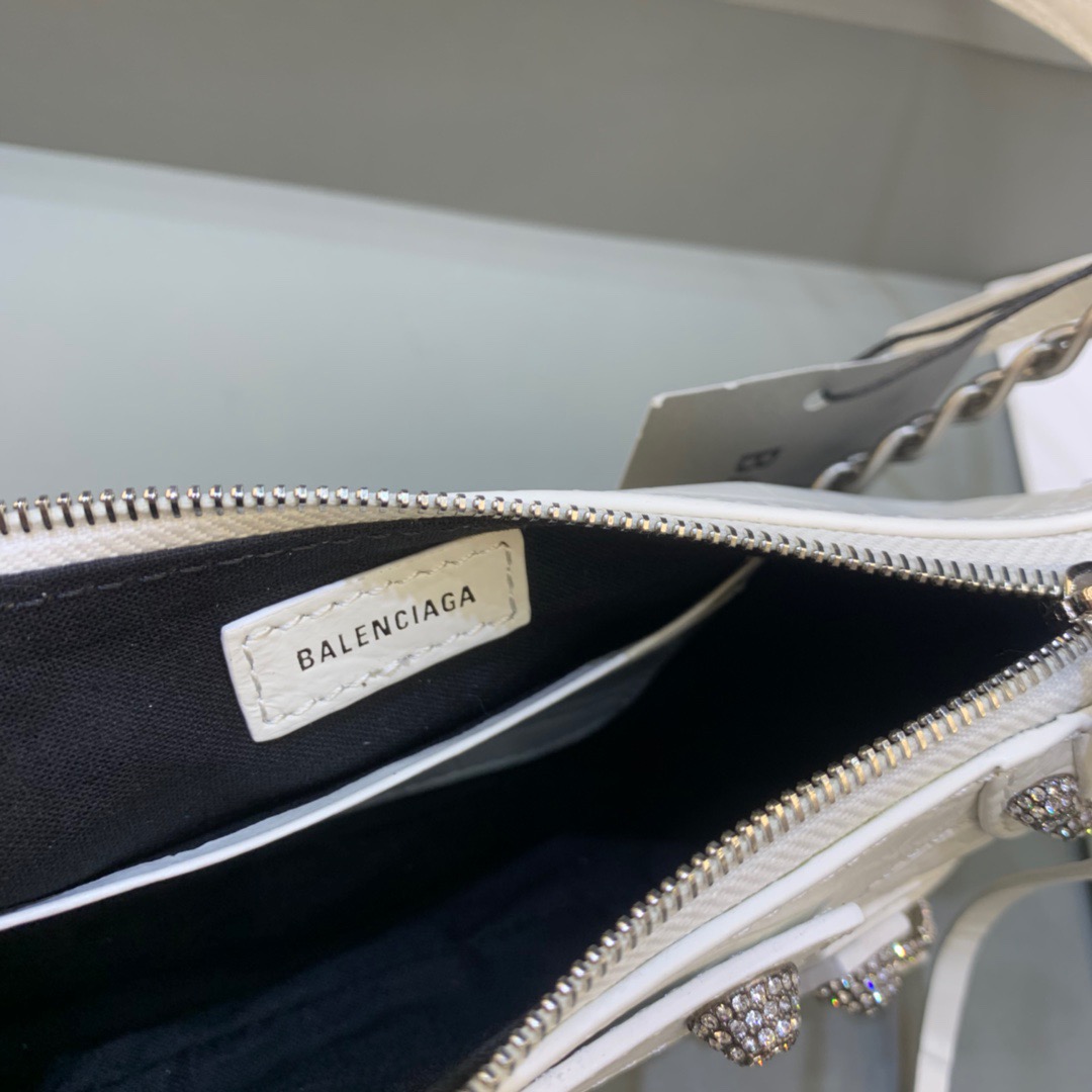 Hourglass iconic Le Cagole mini studded croc-effect leather shoulder bag white - Bag - Gorchic - $166.99