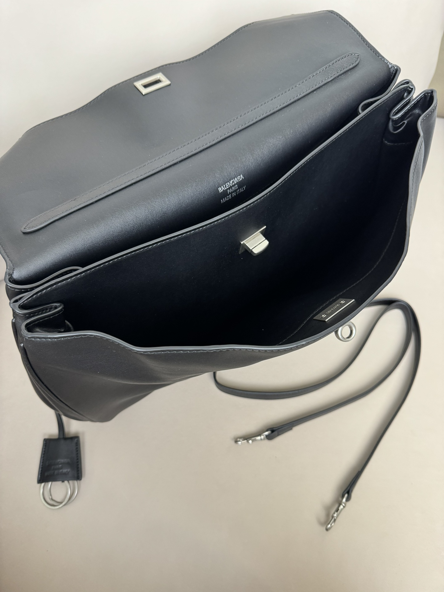 Hourglass iconic Rodeo leather shoulder bag in Black and aged-sliver hardware Multiple Size - Bag - Gorchic - $169.99