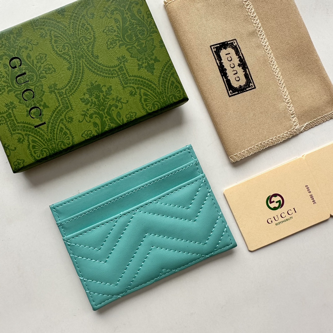 Double-G GG Marmont card case teal leather-wallet - Gorchic - $39.99