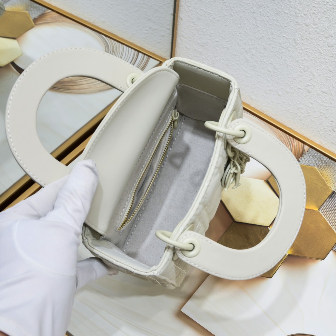 D Inspired Mini Lady D Inspired Bag White Ultramatte Calfskin - Bag - Gorchic - $138.99