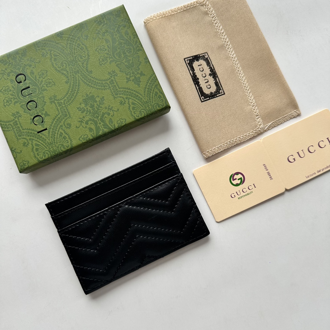 Double-G GG Marmont card case black leather-wallet - Gorchic - $39.99