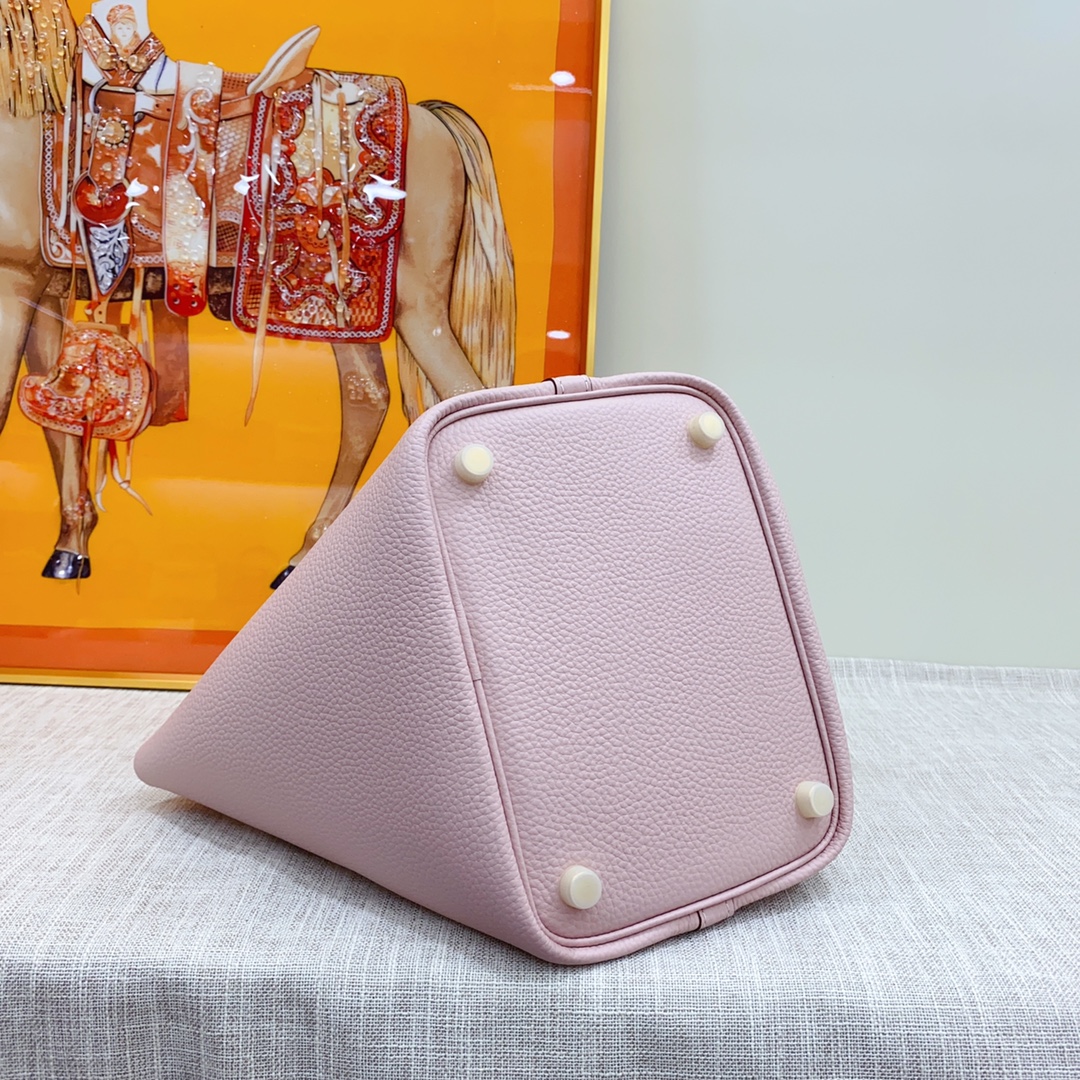 H-Inspired Clemence Picotin Lock Bag Golden Hardware-Light Pink Bag - Gorchic - $151.99