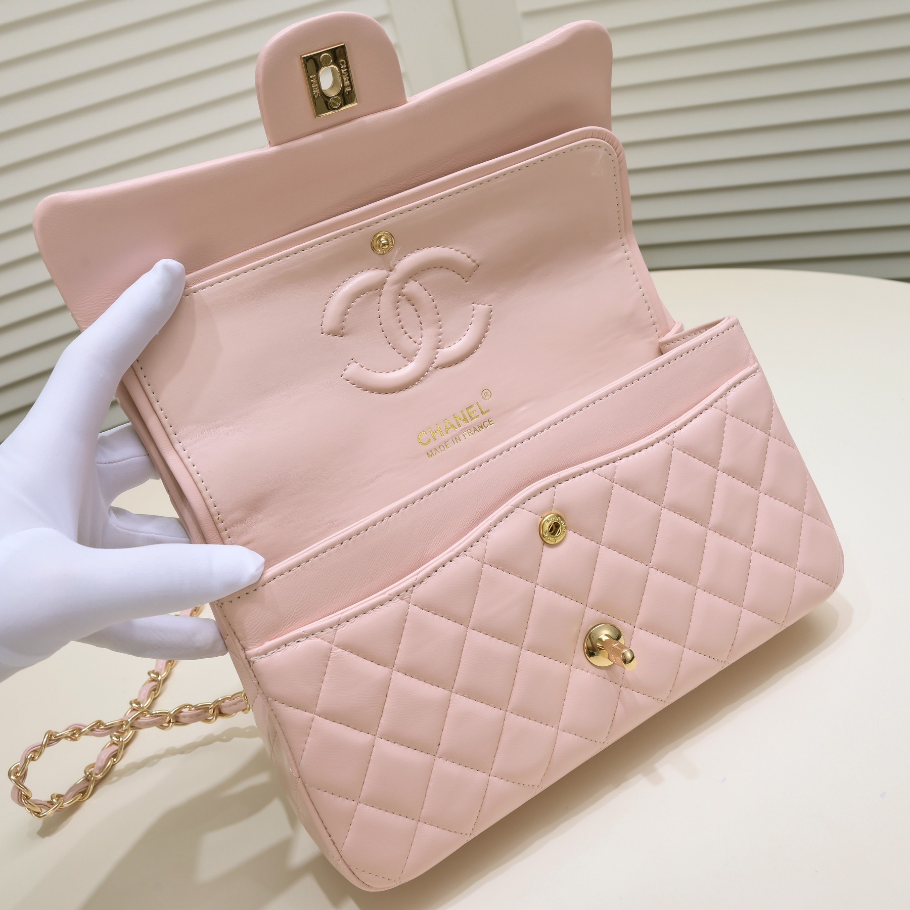 CC Inspired Classic Double Flap Bag Pink Golden Hardware - Bag - Gorchic - $122.99