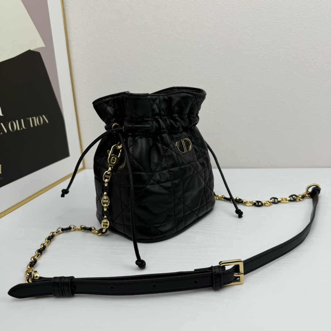 D Inspired 30 Montaigne Drawstring Mini Bucket Bag - Black Bag - Gorchic - $173.99