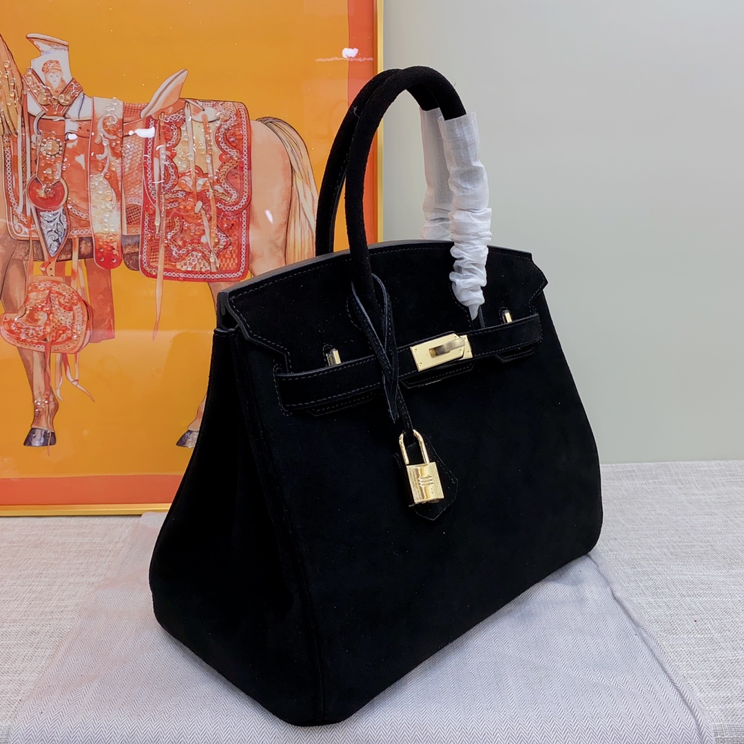 H-Inspired Birkin Bag Doblis Bag Golden Hardware-Black Bag - Gorchic - $205.99