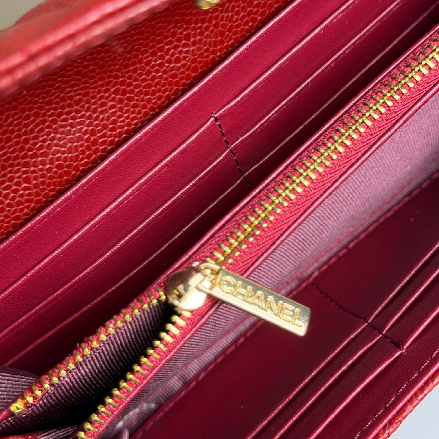 CC Inspired Counterfeit Caviar Leather Wallet-Red Wallet - Gorchic - $59.99