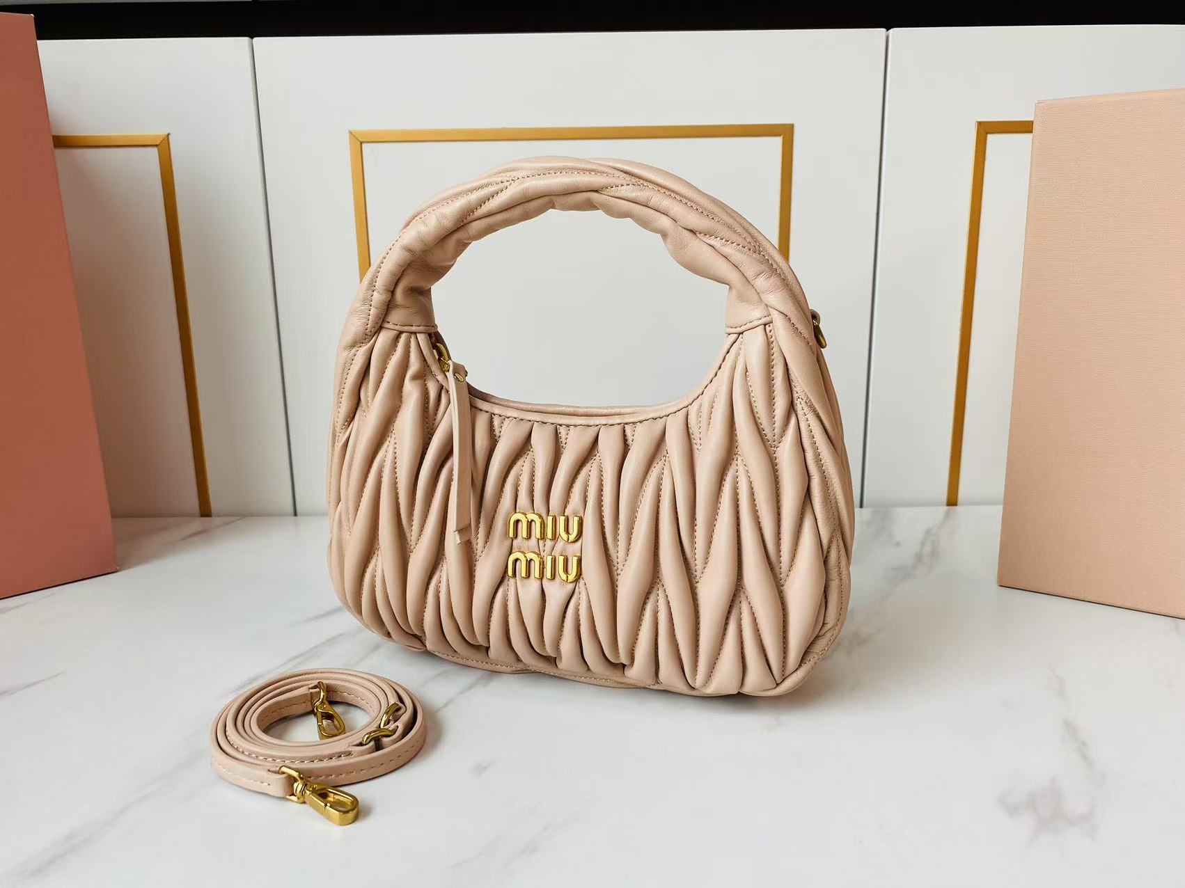 MU Wander matelassé nappa leather hobo bag - Gorchic - $114.99