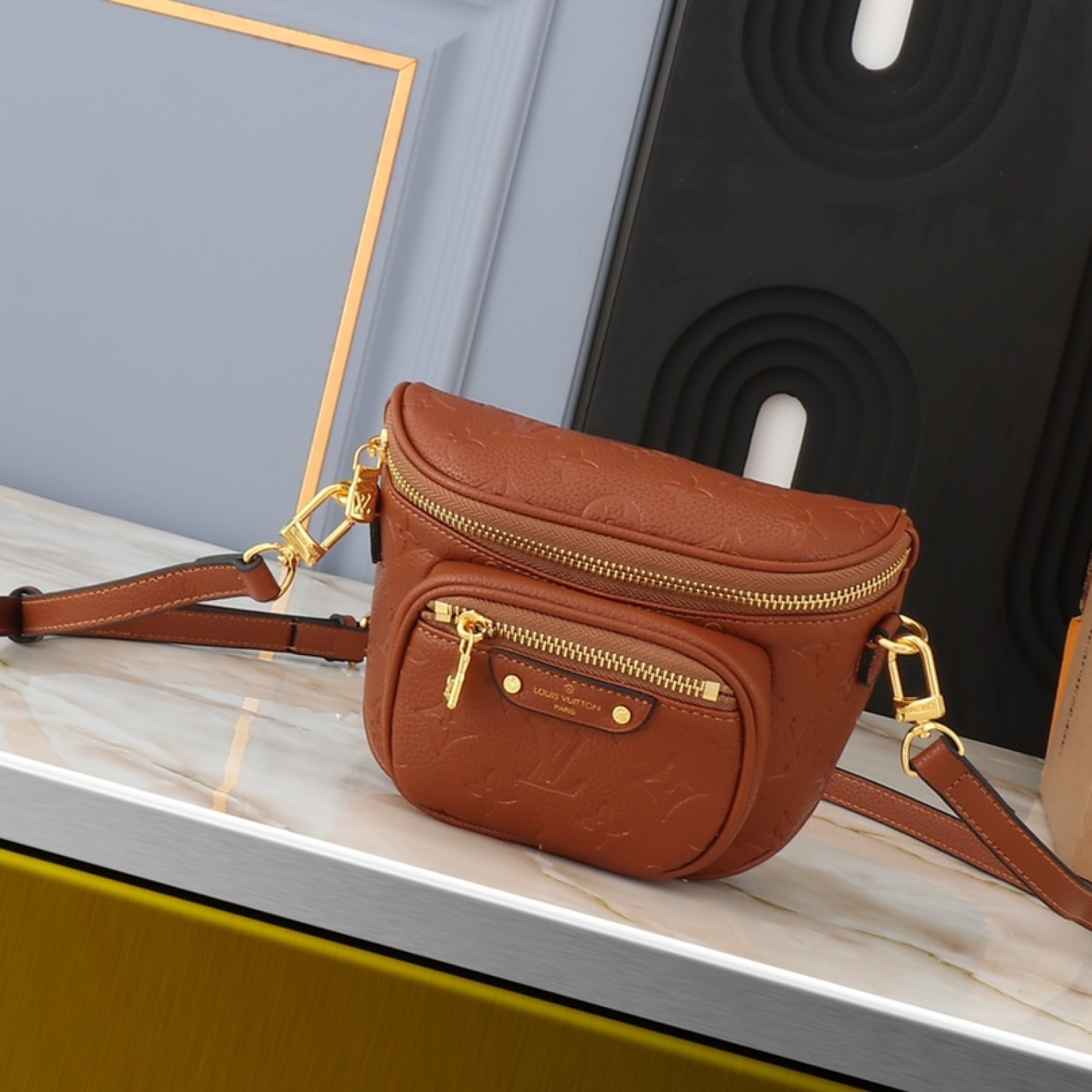 Designer Monogram Mini Bumbag Brown Bag - Gorchic - $117.99