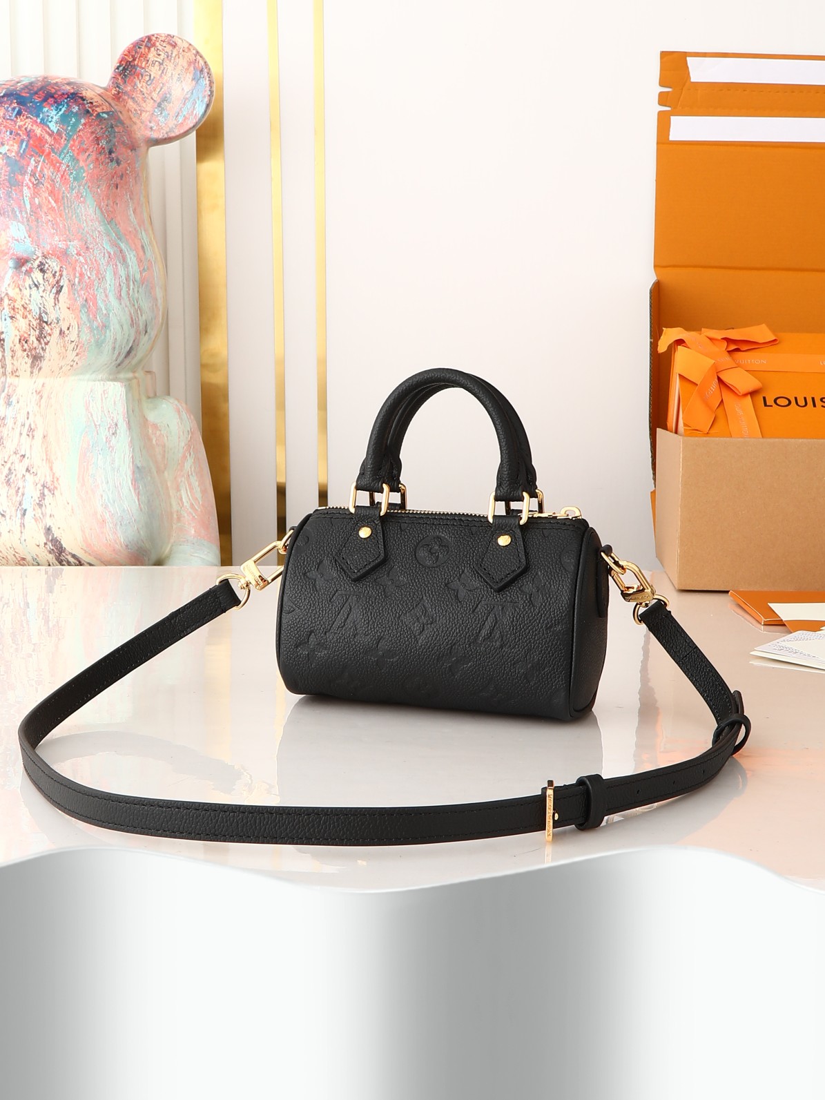 Designer Monogram Empreinte Monogram Leather Black Nano Speedy- Bag - Gorchic - $119.99