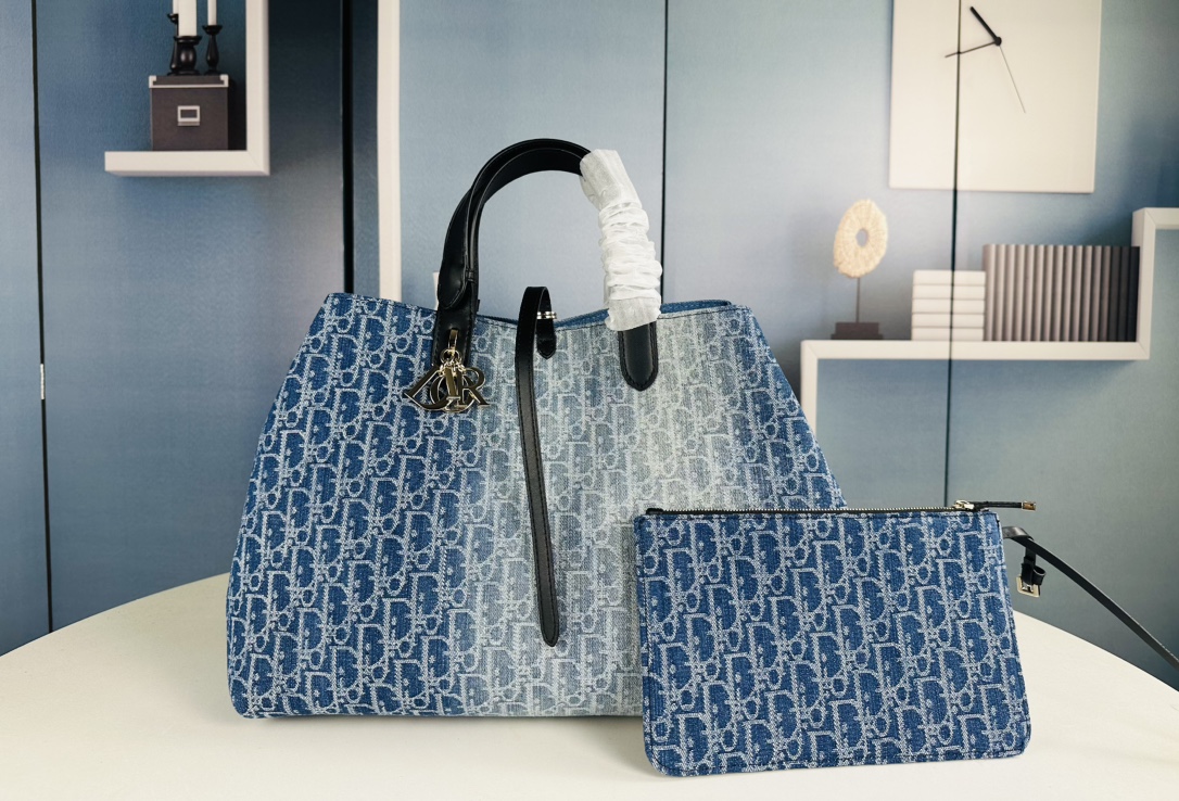 D Inspired Toujours Bag - Blue Denim D Inspired Oblique Jacquard - Gorchic - $136.99