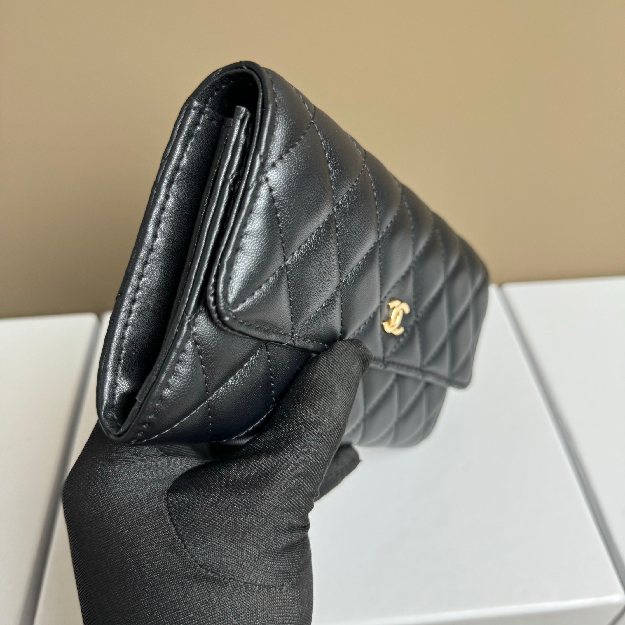 CC Inspired Counterfeit Caviar Leather Wallet-Black Gold Wallet - Gorchic - $59.99