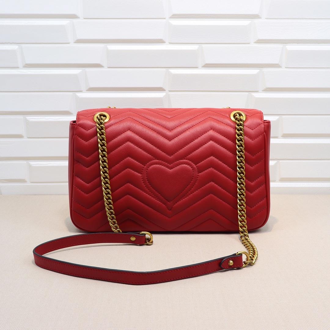 Double-G GG Marmont Small Shoulder Bag in red leather - Bag - Gorchic - $115.99