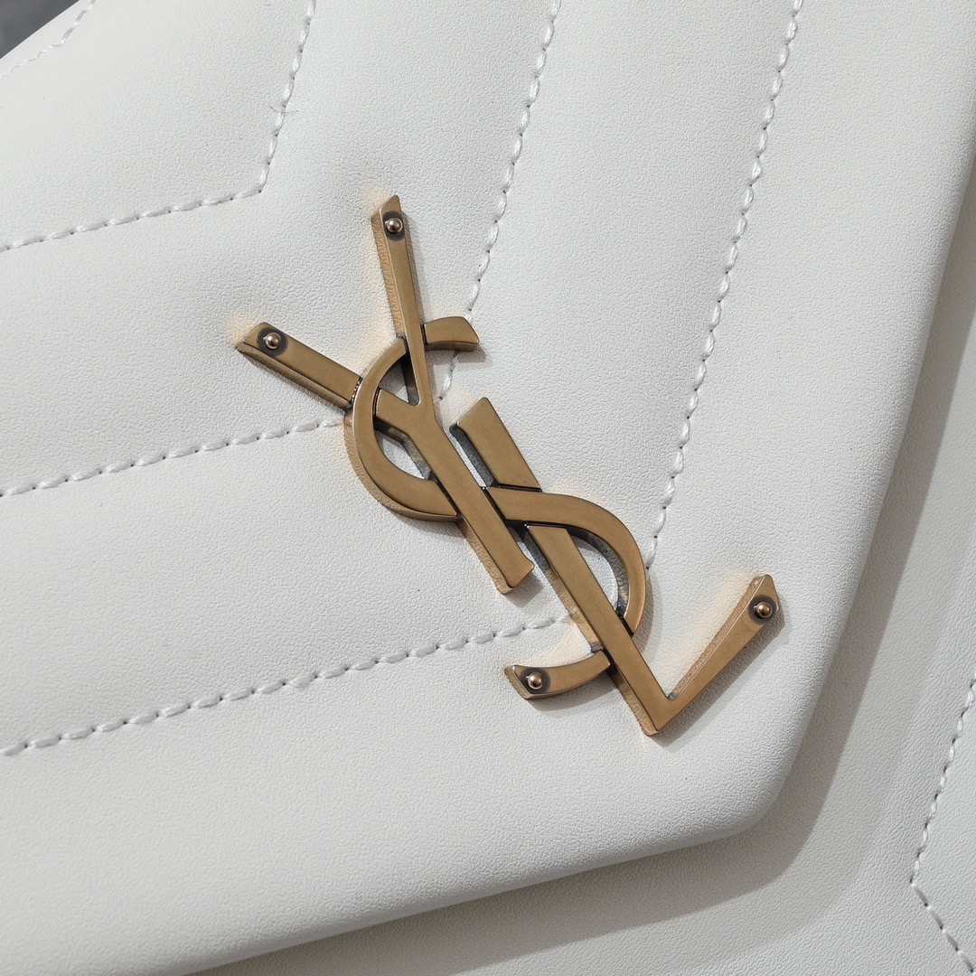 Lady Designer Loulou small quilted leather white golden hardware shoulder bag - Gorchic - $138.99