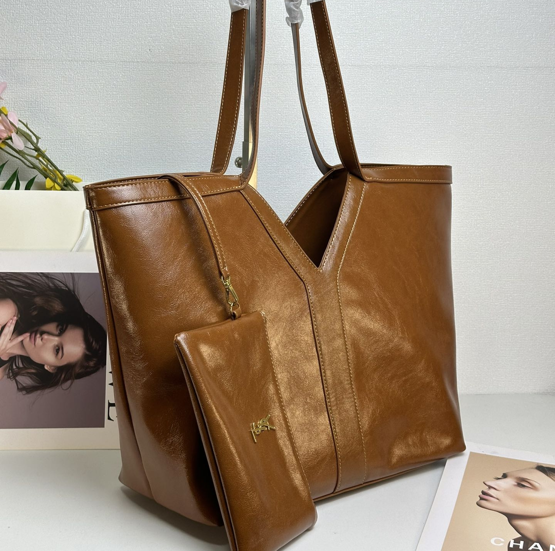 Lady Designer Oversized Tote Bag - Brown Bag - Gorchic - $153.99