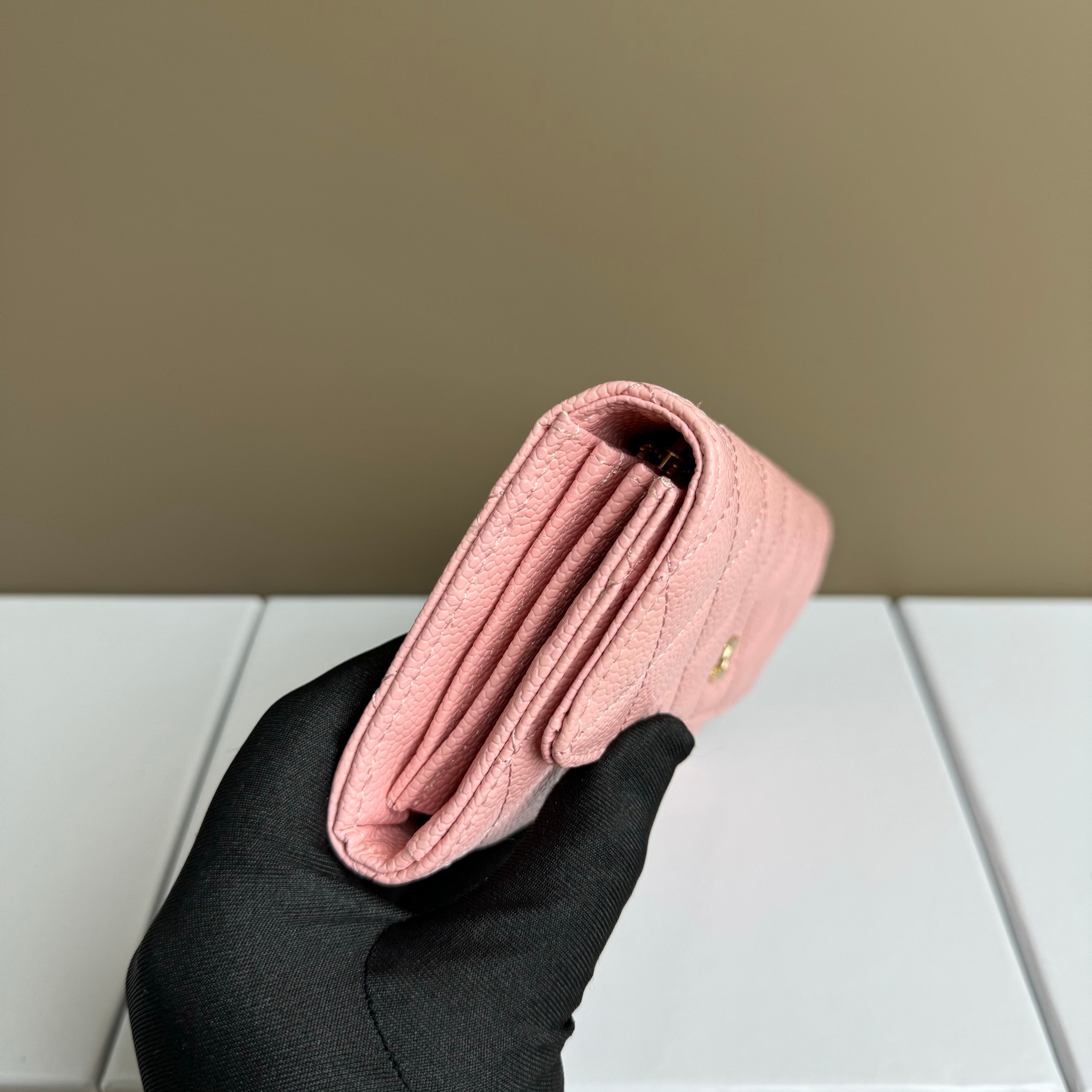 CC Inspired Counterfeit Caviar Leather Wallet-Pink Wallet - Gorchic - $59.99