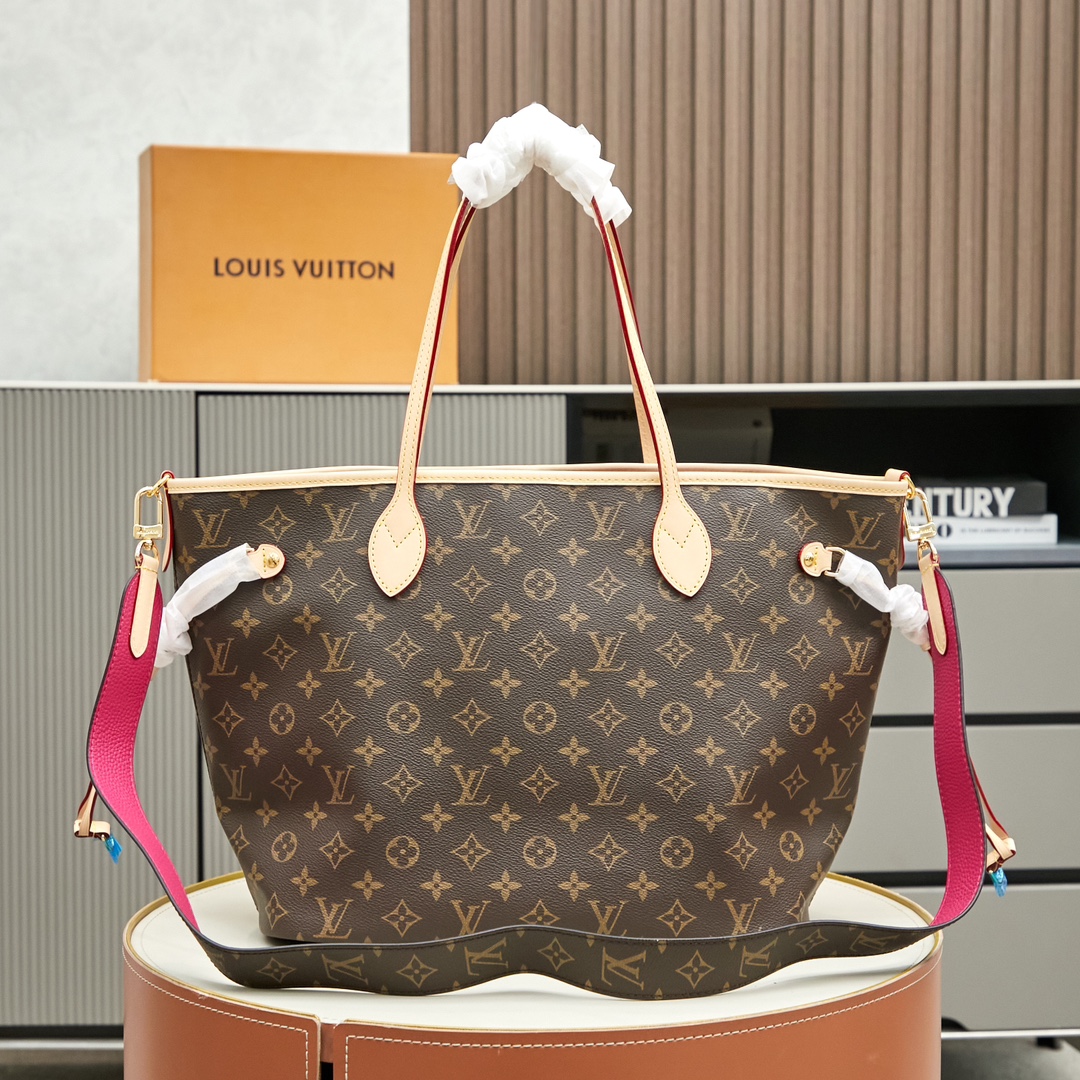 Designer Monogram Neverfull Bandoulière Inside Out MM Size Pink Pondichery Bag - Gorchic - $136.99