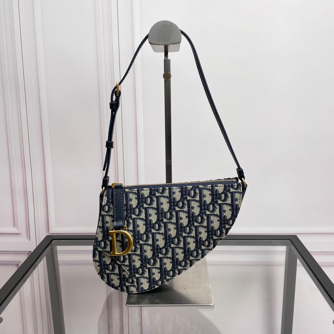 D Inspired Saddle Rodeo Pouch Blue D Inspired Oblique Jacquard - Bag - Gorchic - $148.99