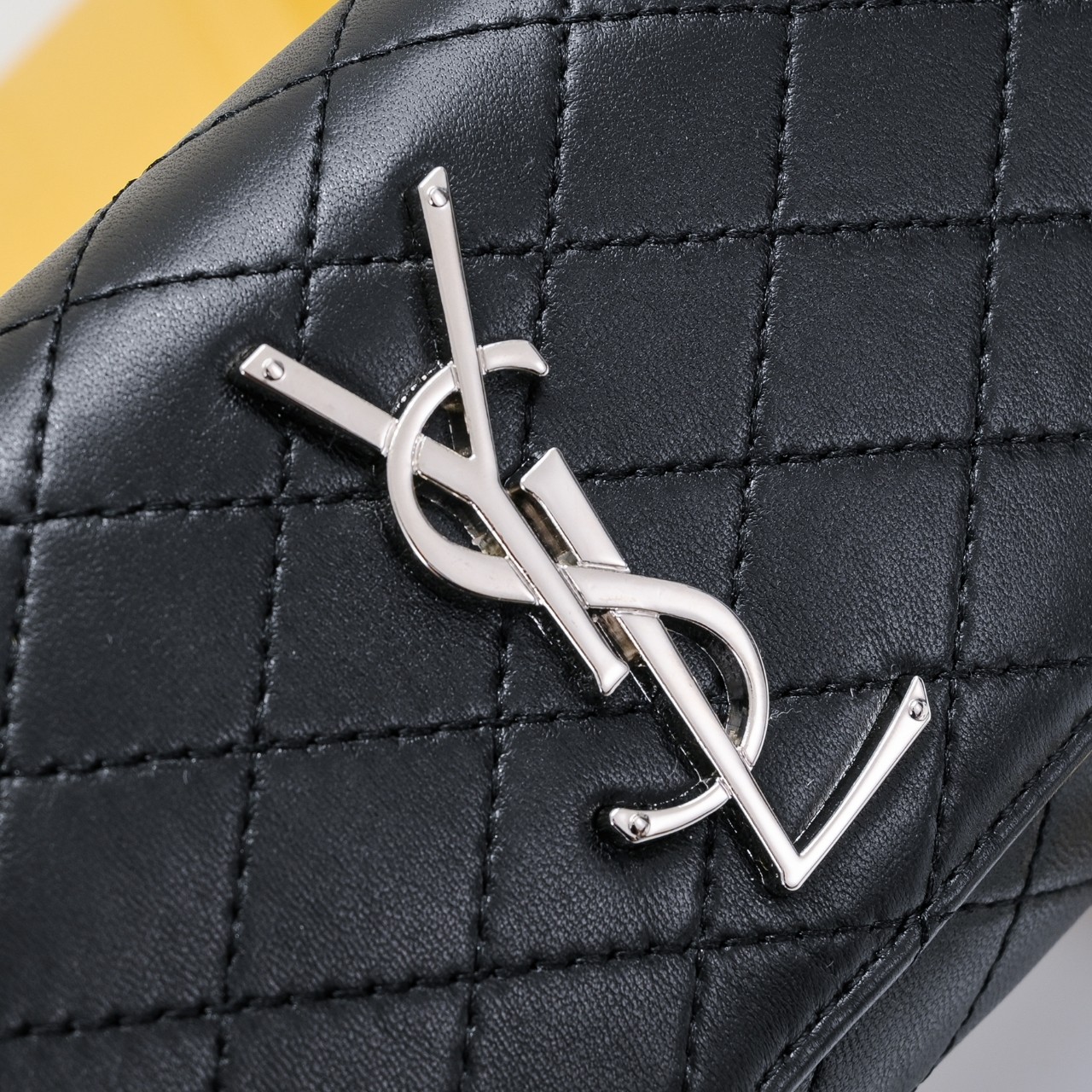 Lady Designer BLACK GABY CHAIN PHONE HOLDER IN QUILTED Calfskin-SLIVER HARDWARE - Bag - Gorchic - $122.99