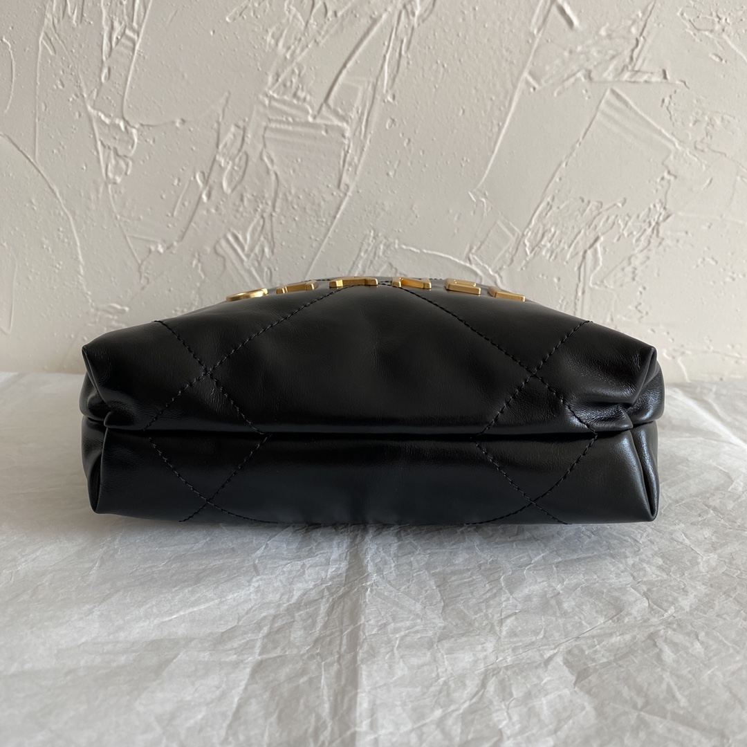 CC Inspired 22 MINI HANDBAG Shiny Calfskin & Gold-Tone Metal Black - Bag - Gorchic - $132.99