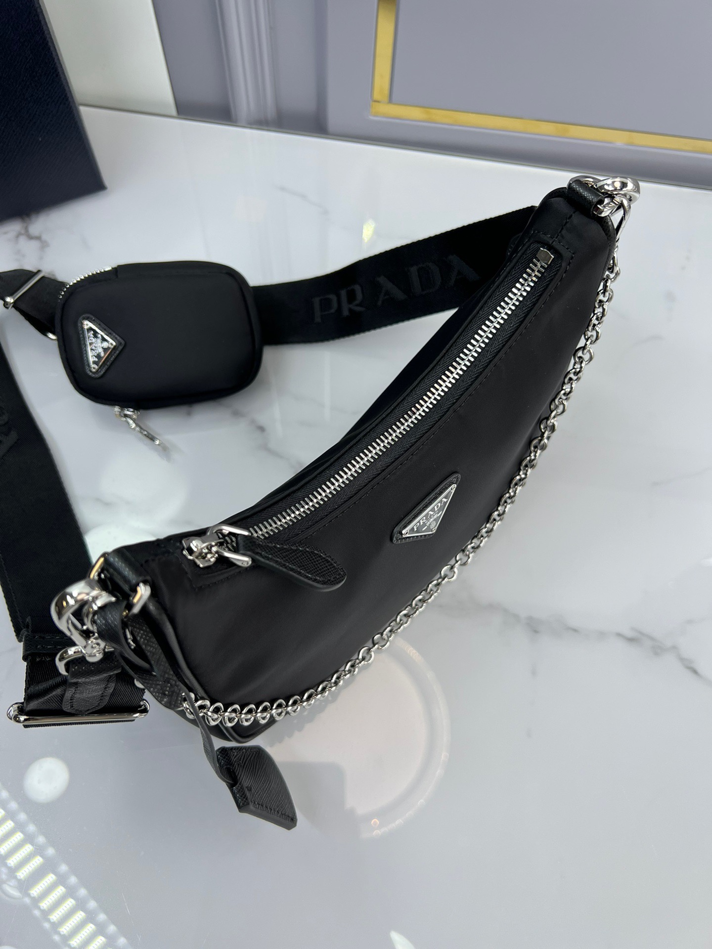 Saffiano texture Re-Edition 2005 Re-Nylon shoulder bag - Gorchic - $99.99