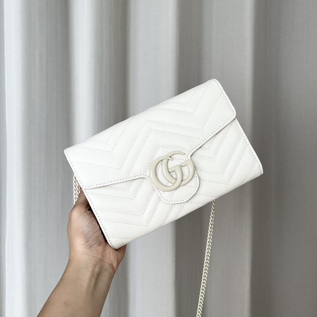 Double-G Marmont Chain Wallet - White Wallet - Gorchic - $123.99