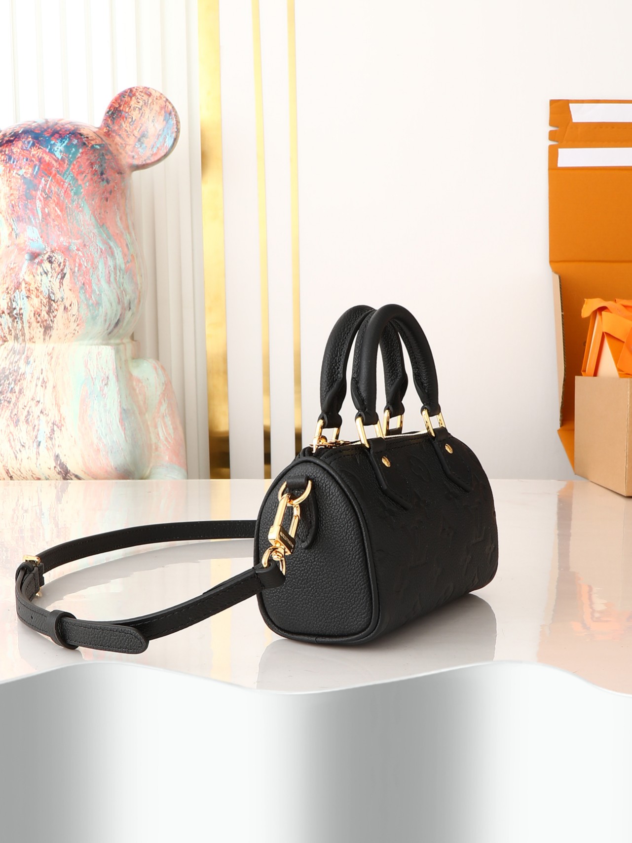 Designer Monogram Empreinte Monogram Leather Black Nano Speedy- Bag - Gorchic - $119.99