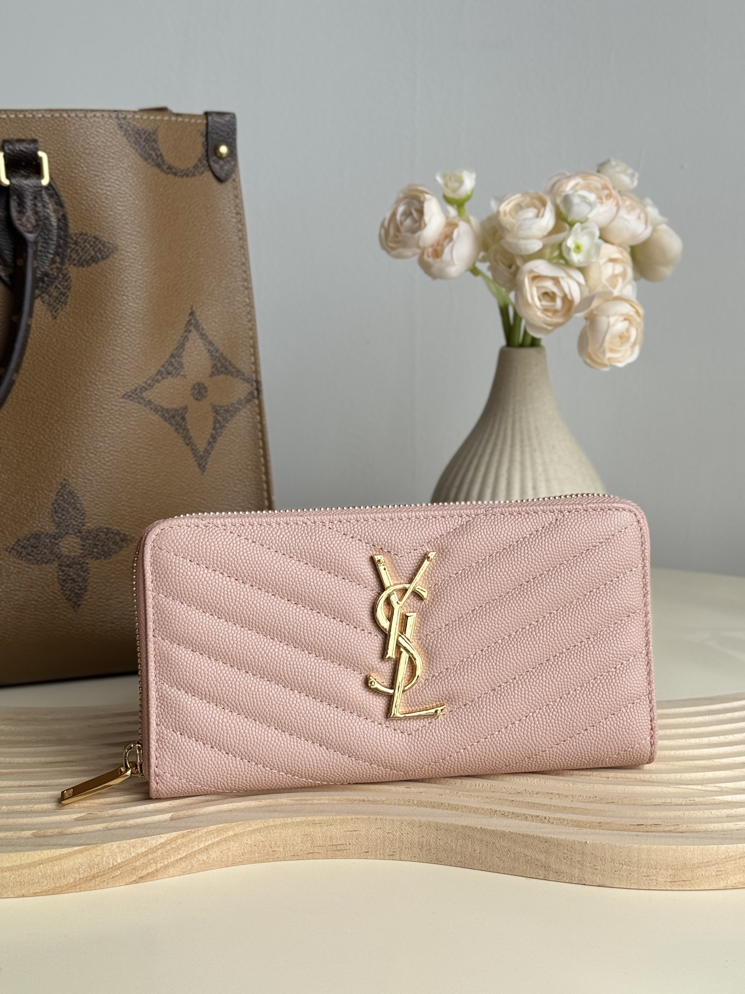 Lady Designer Monogramme leather Wallet -Pink Wallet - Gorchic - $52.99
