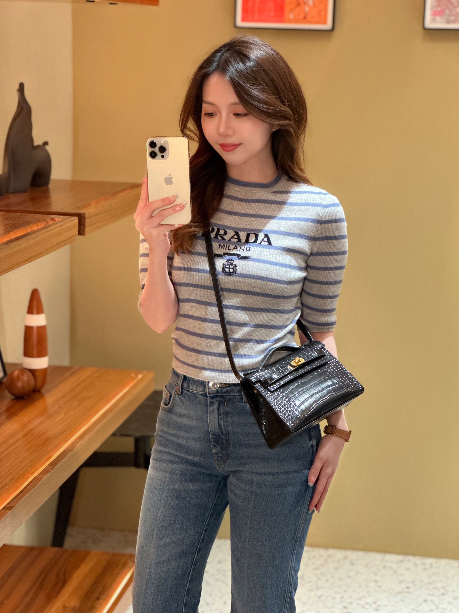 H-Inspired Kelly Mini 1st Kelly Pochette Generation Epsom Palm Leather-Black - Gorchic - $146.99