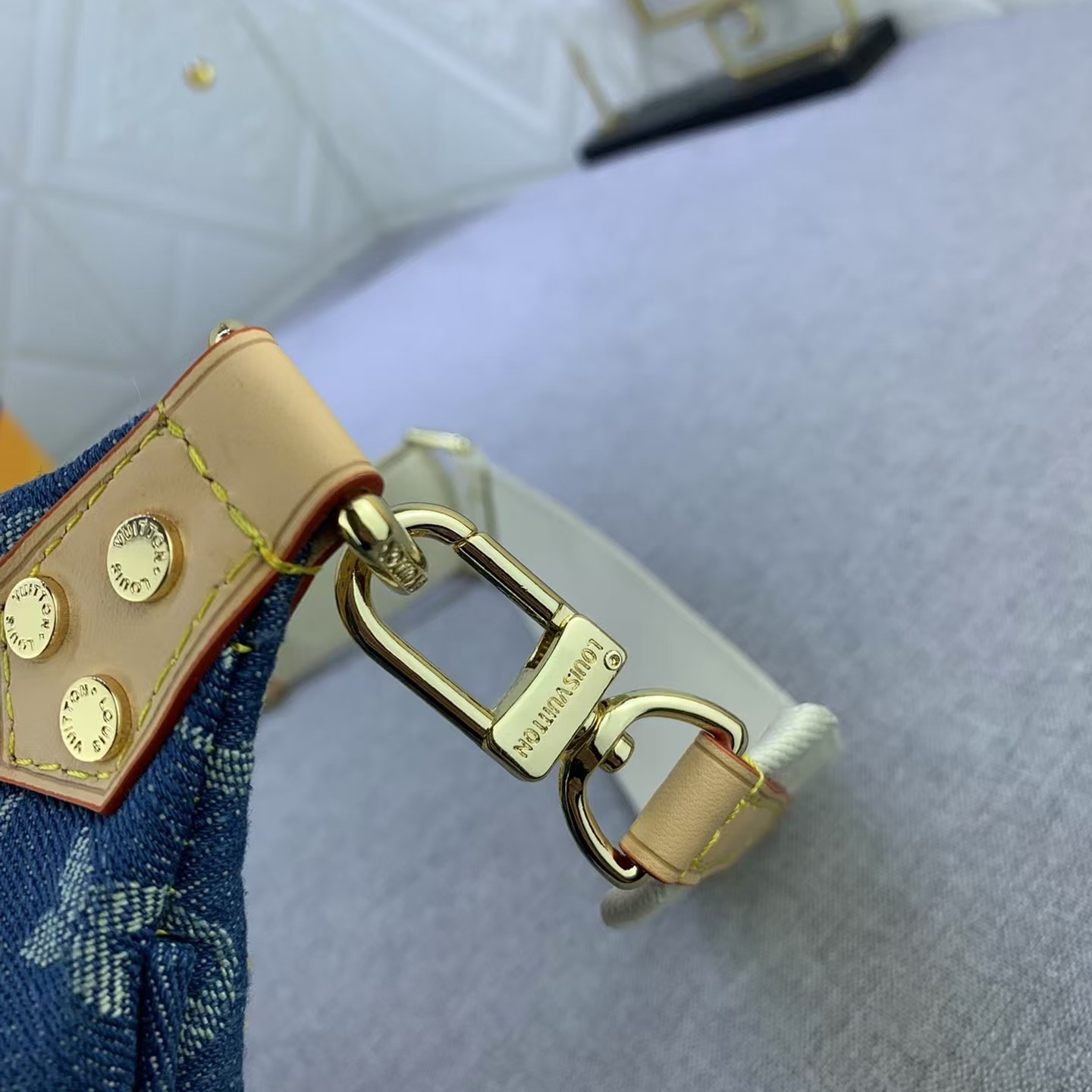 Designer Monogram Denim High Rise Bumbag Blue - Gorchic - $136.99