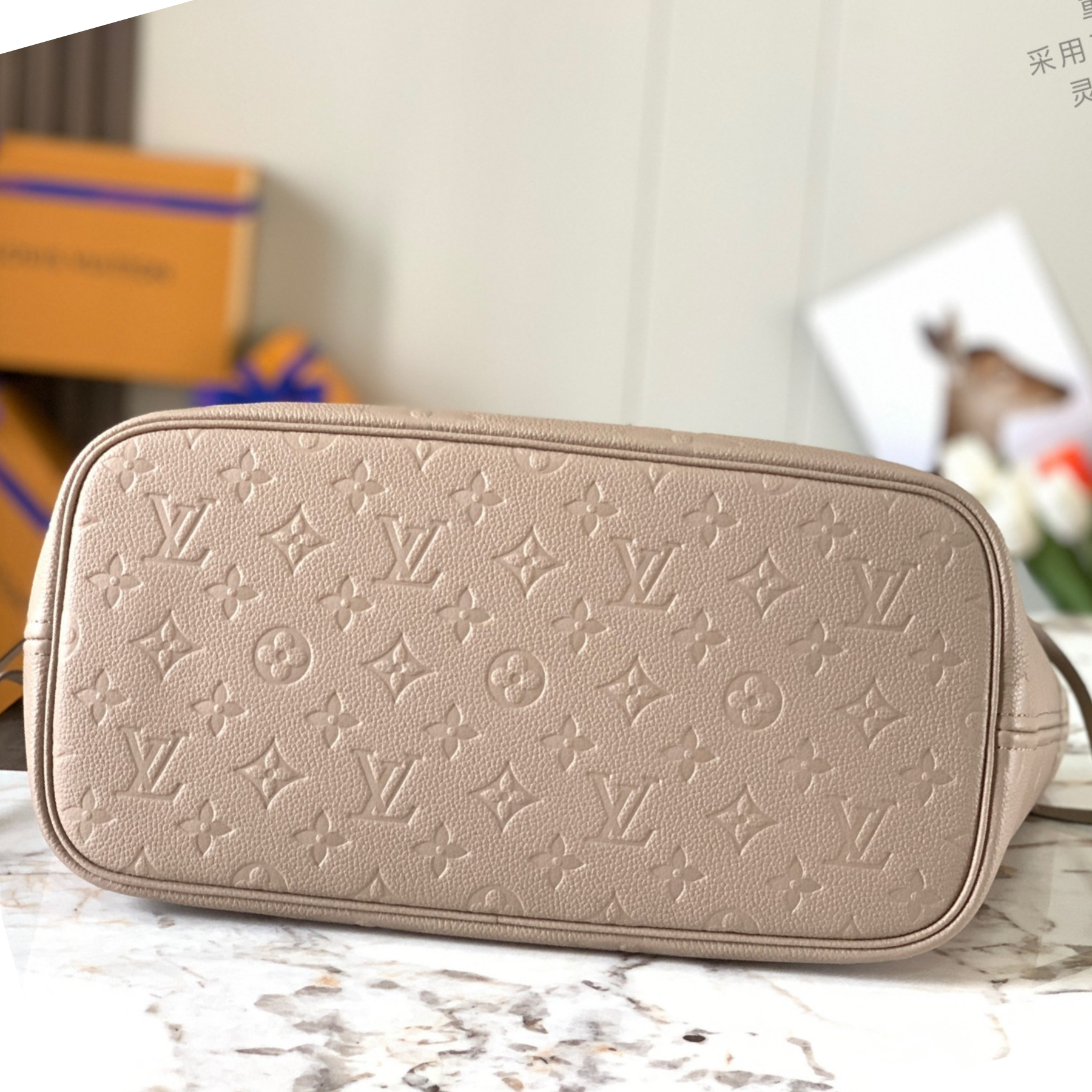 Designer Monogram Neverfull Elephant Gray Embossed Medium Handbag - Gorchic - $118.99