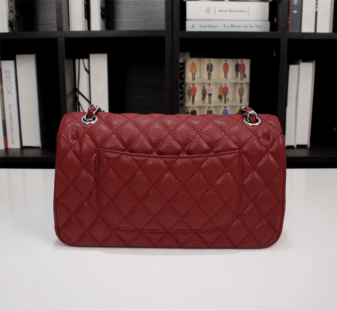 CC Inspired Classic Double Flap Bag Dark Red Caviar Sier Hardware - Bag - Gorchic - $122.99