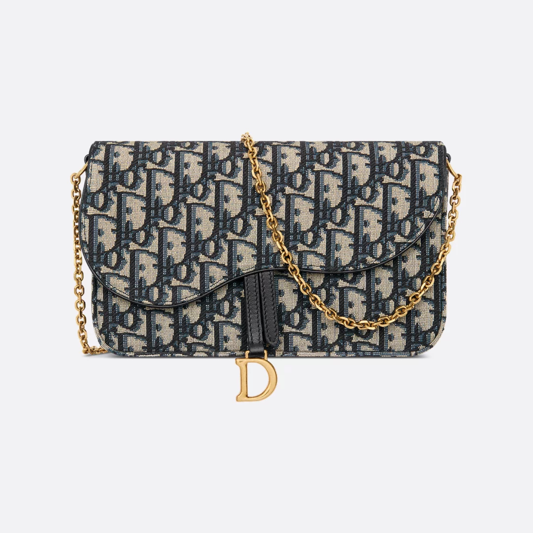 D Inspired LONG SADDLE WALLET WITH CHAIN Black D Inspired Oblique Jacquard - Bag - Gorchic - $138.99
