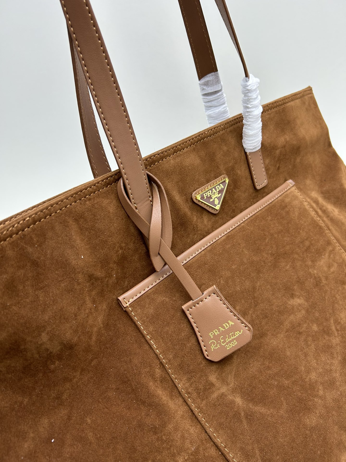 Saffiano texture Suede Large Brown Tote - Gorchic - $146.99