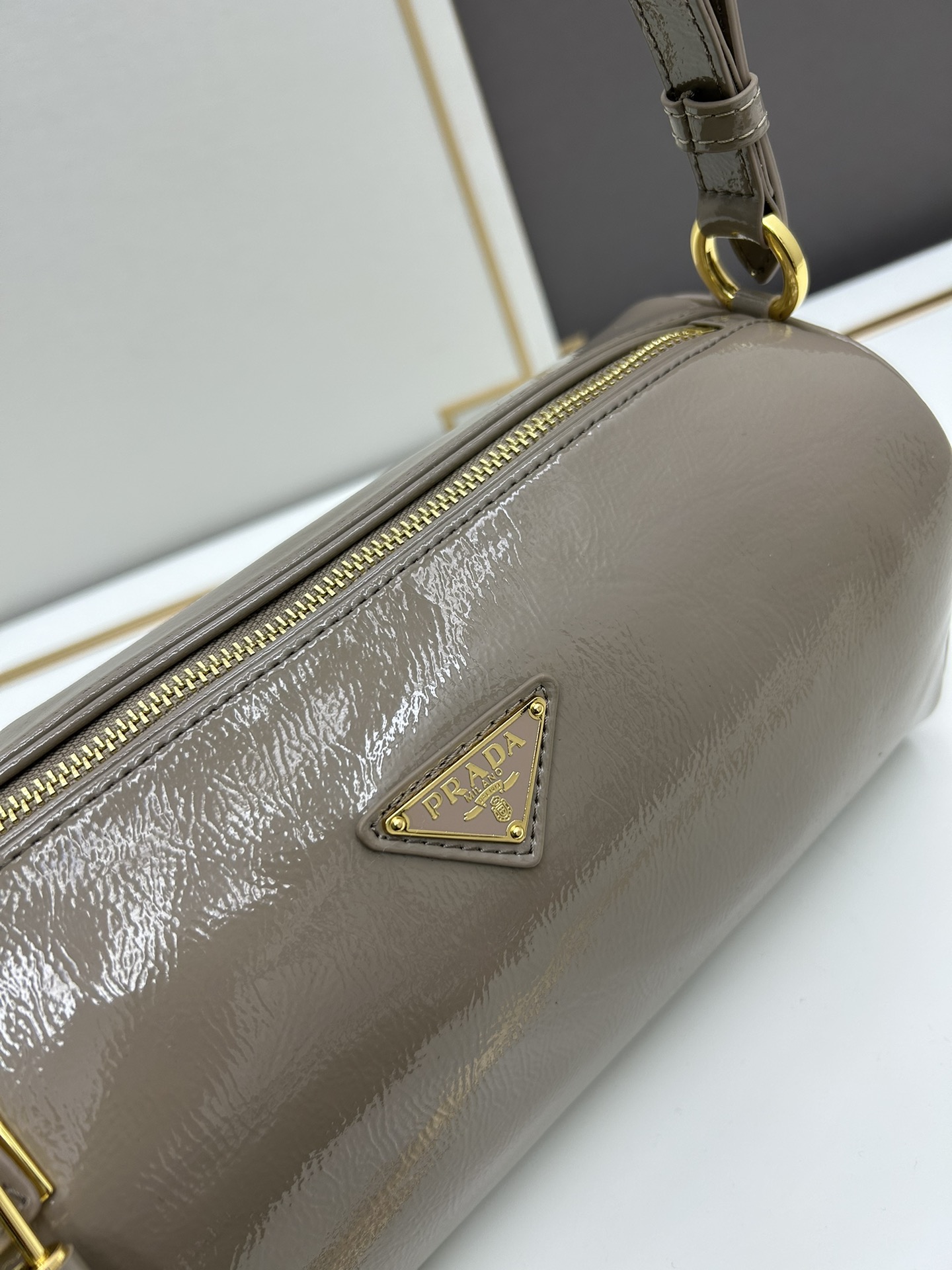 Saffiano texture Aimée Suede Shoulder Grey Bag - Gorchic - $186.99