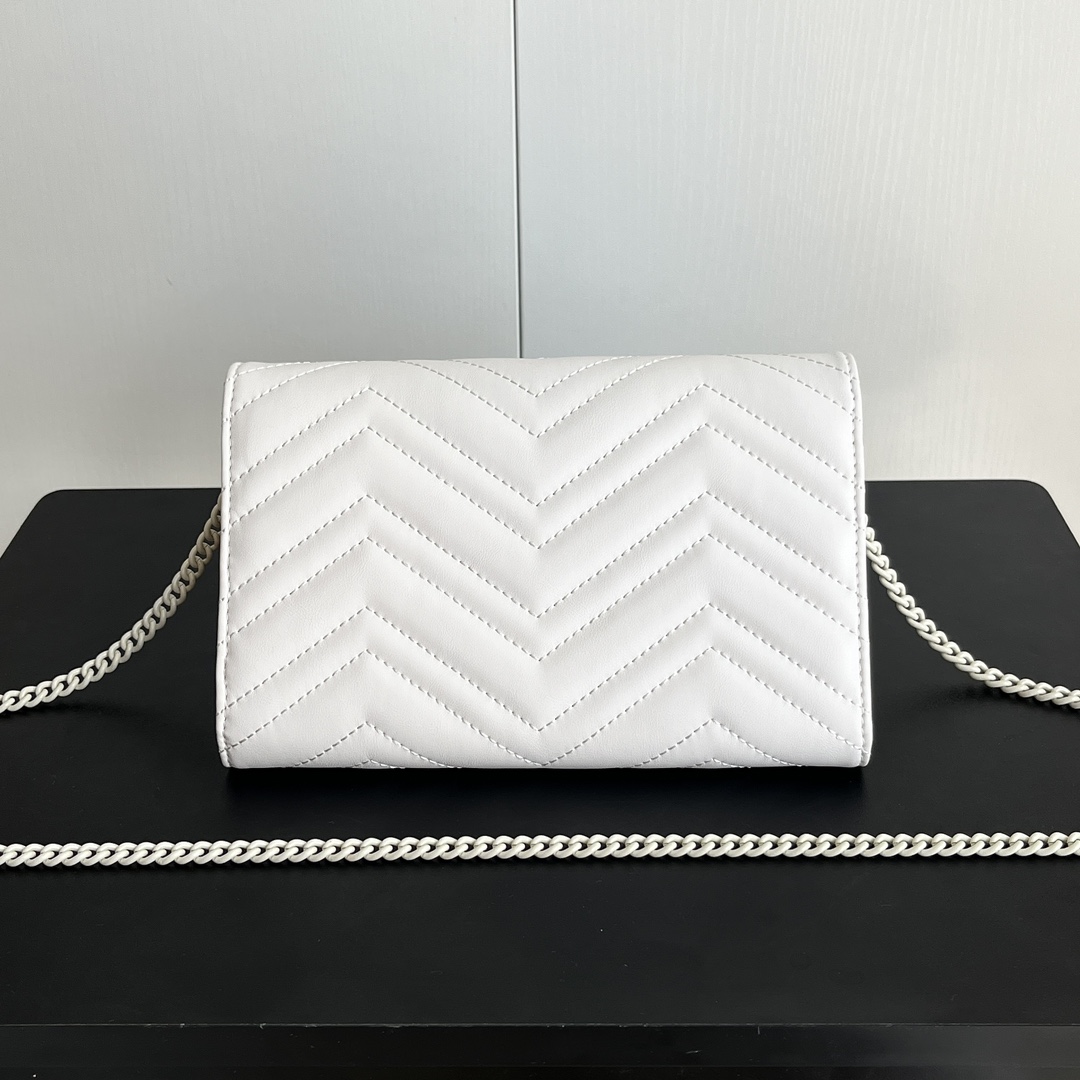 Double-G Marmont Chain Wallet - White Wallet - Gorchic - $123.99