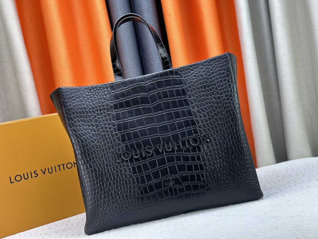 Designer Monogram Maison Fondée En 1854 Crocodile Pattern Black - Bag - Gorchic - $145.99