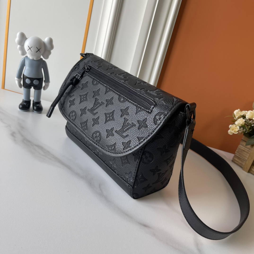 Designer Monogram Pulse Black Embossed Messenger Bag - Gorchic - $135.99