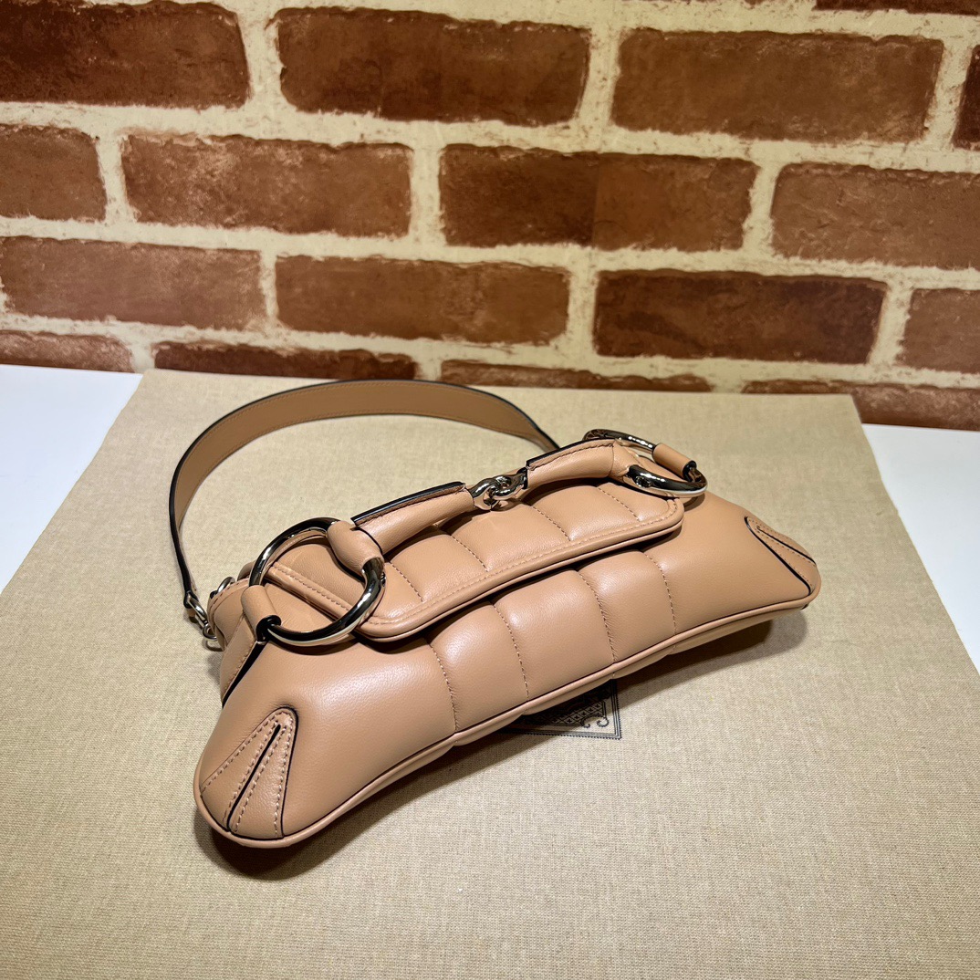 Double-G Horsebit Chain Small Shoulder Bag Rose Beige - Bag - Gorchic - $110.99