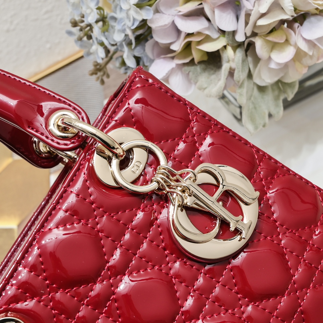 D Inspired Small Lady D Inspired Bag Red Cannage Calfskin Golden Hardware - Bag - Gorchic - $144.99