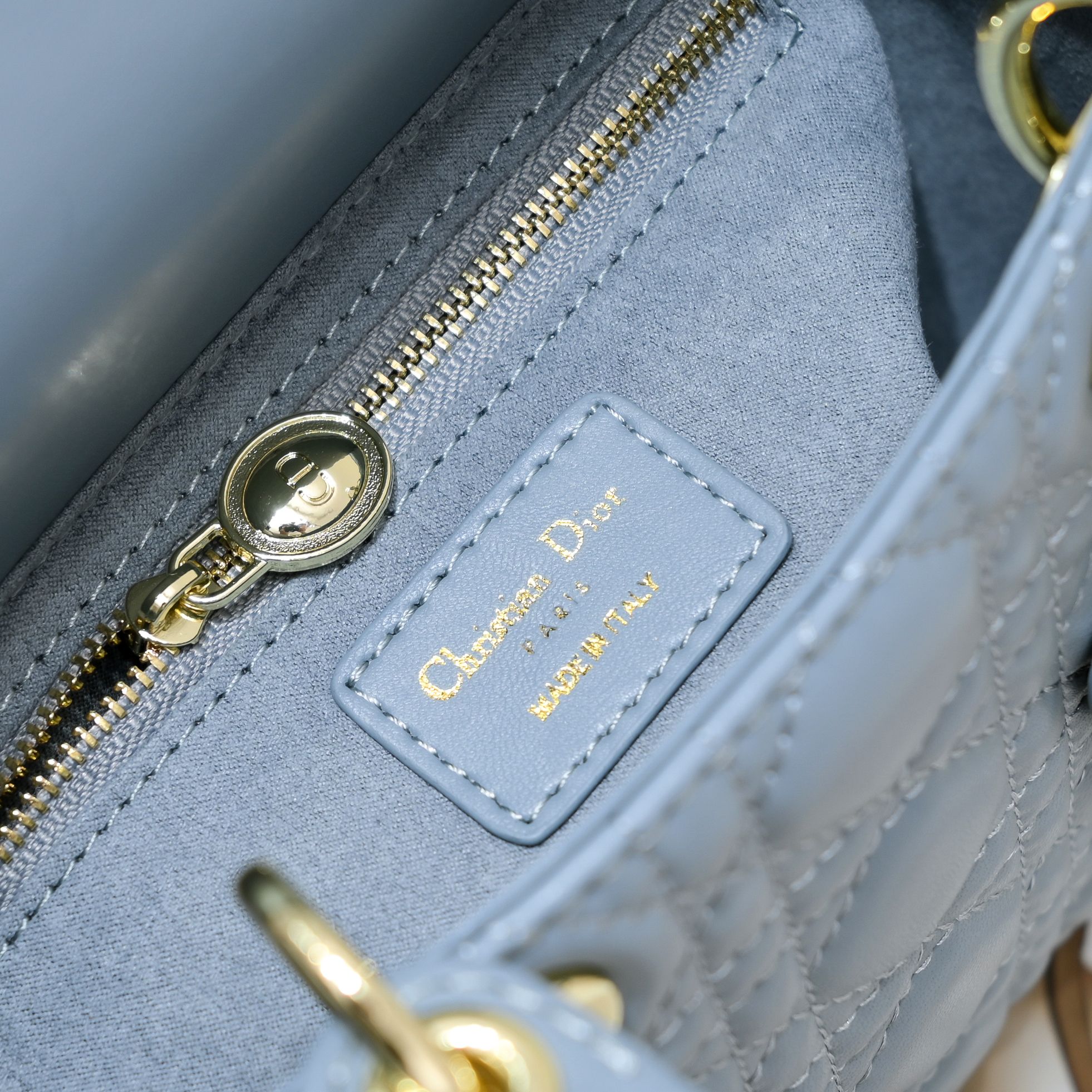 D Inspired Small Lady D Inspired Bag Blue Cannage Calfskin Golden Hardware - Bag - Gorchic - $144.99