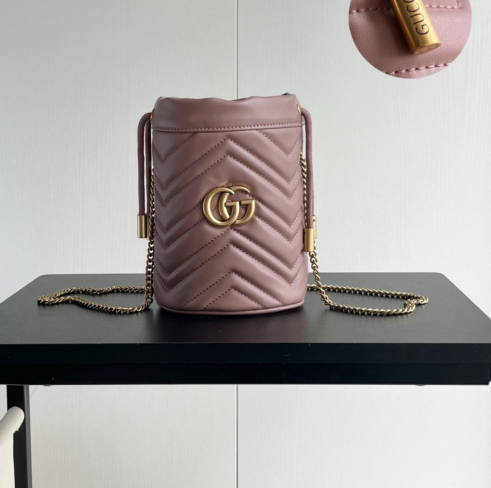 Double-G GG marmont mini bucket bag Beige - Bag - Gorchic - $121.99