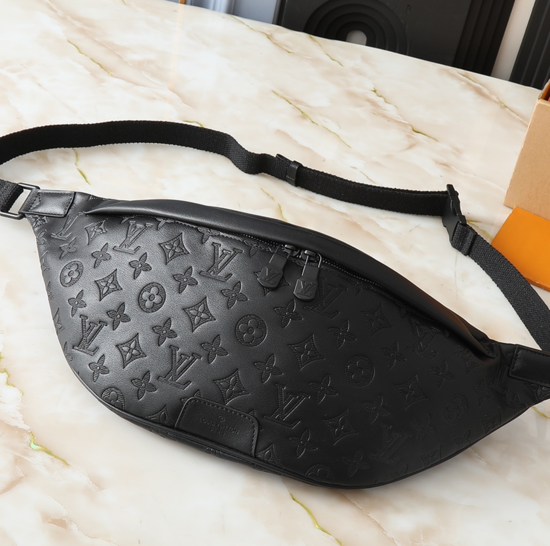 Designer Monogram Discovery Bum Bag - Black Embossed Bag - Gorchic - $123.99