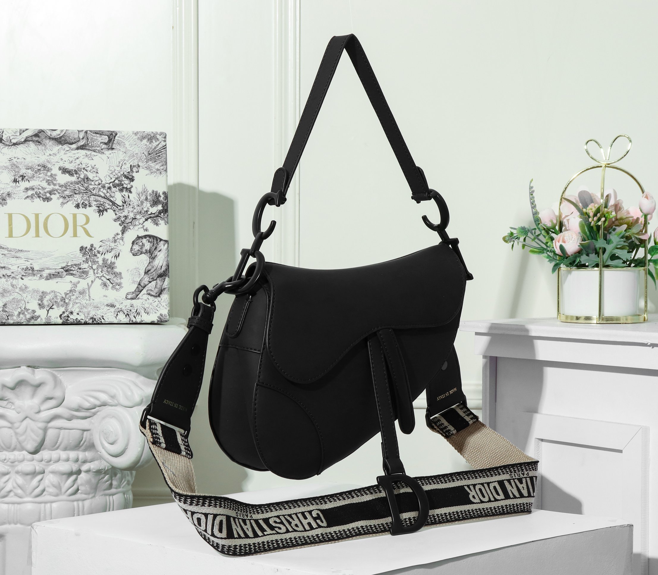 D Inspired Saddle Black Ultramatte Calfskin Bag - Gorchic - $138.99