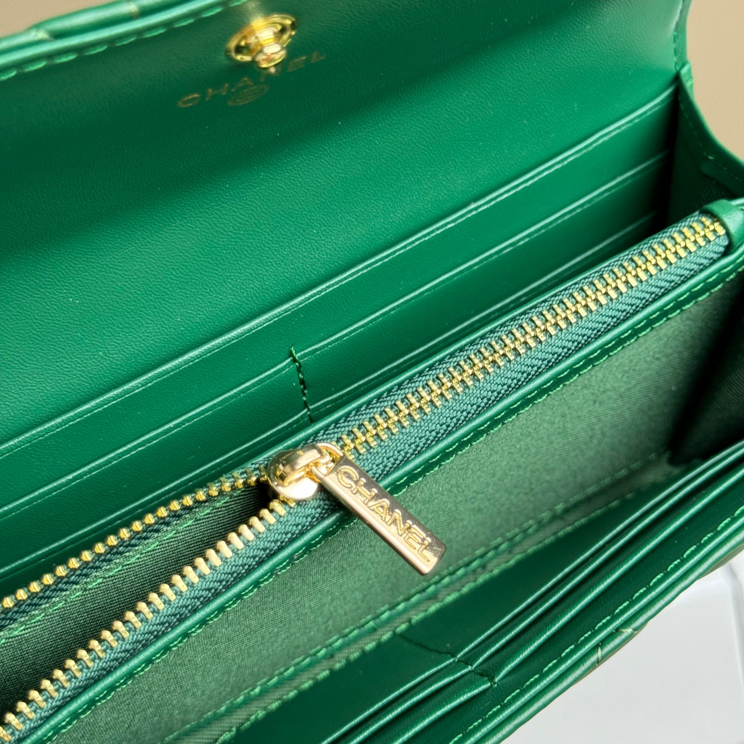 CC Inspired Counterfeit Caviar Sheepskin Wallet-Green Wallet - Gorchic - $59.99