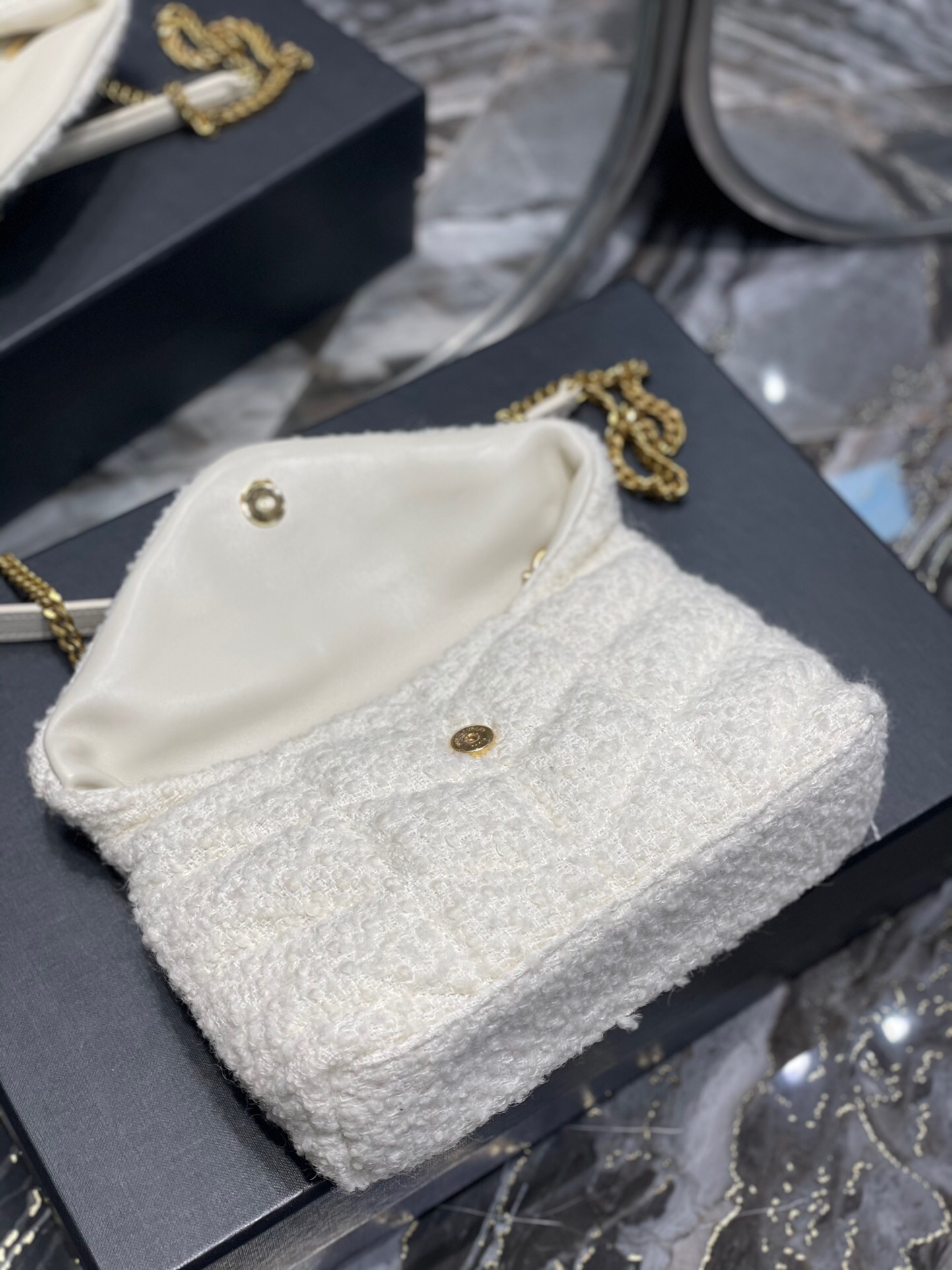 Lady Designer Loulou Puffer small shoulder bag white - Bag - Gorchic - $183.99