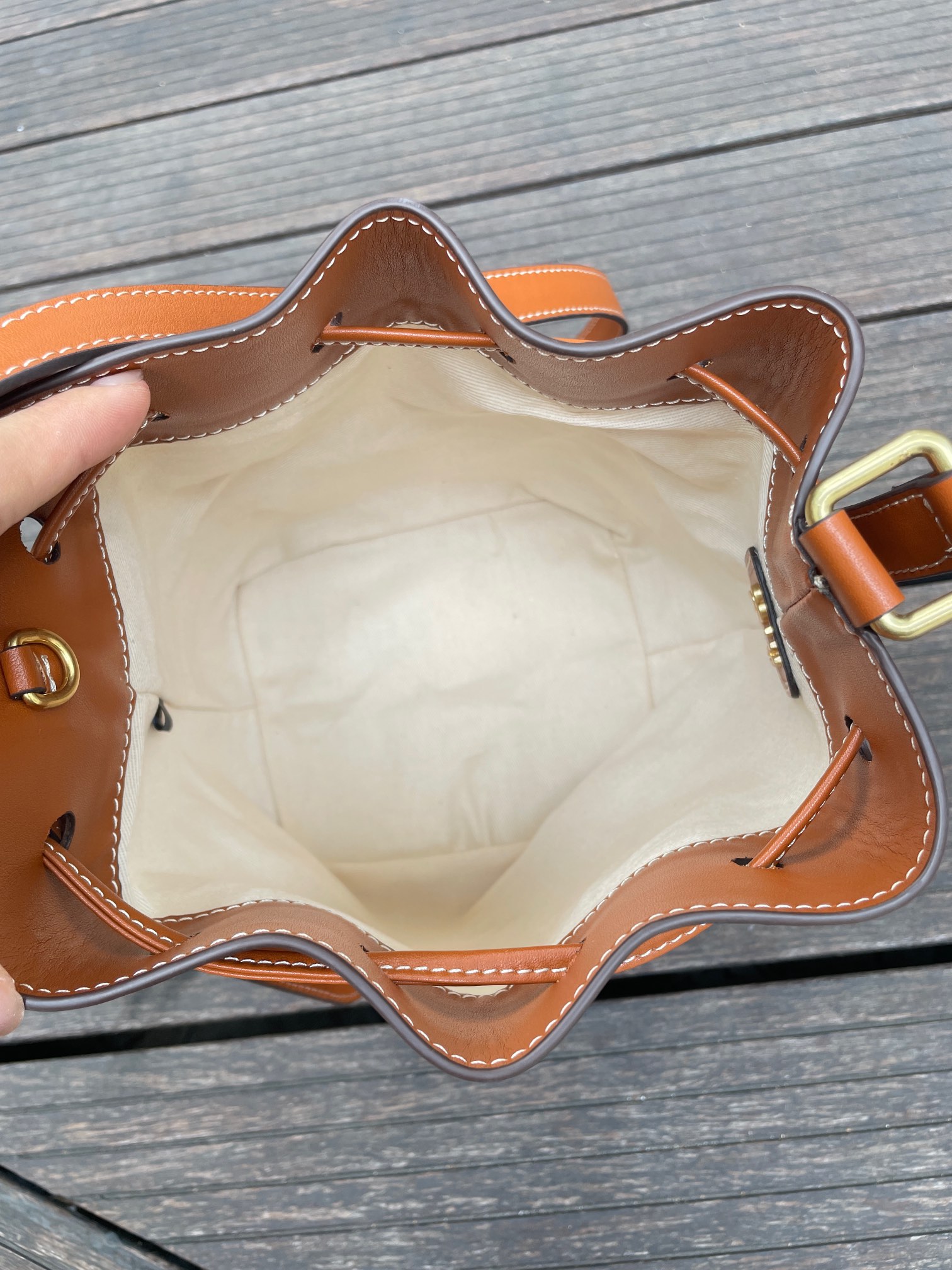 MU Leather bucket bag-Brown - Bag - Gorchic - $129.99