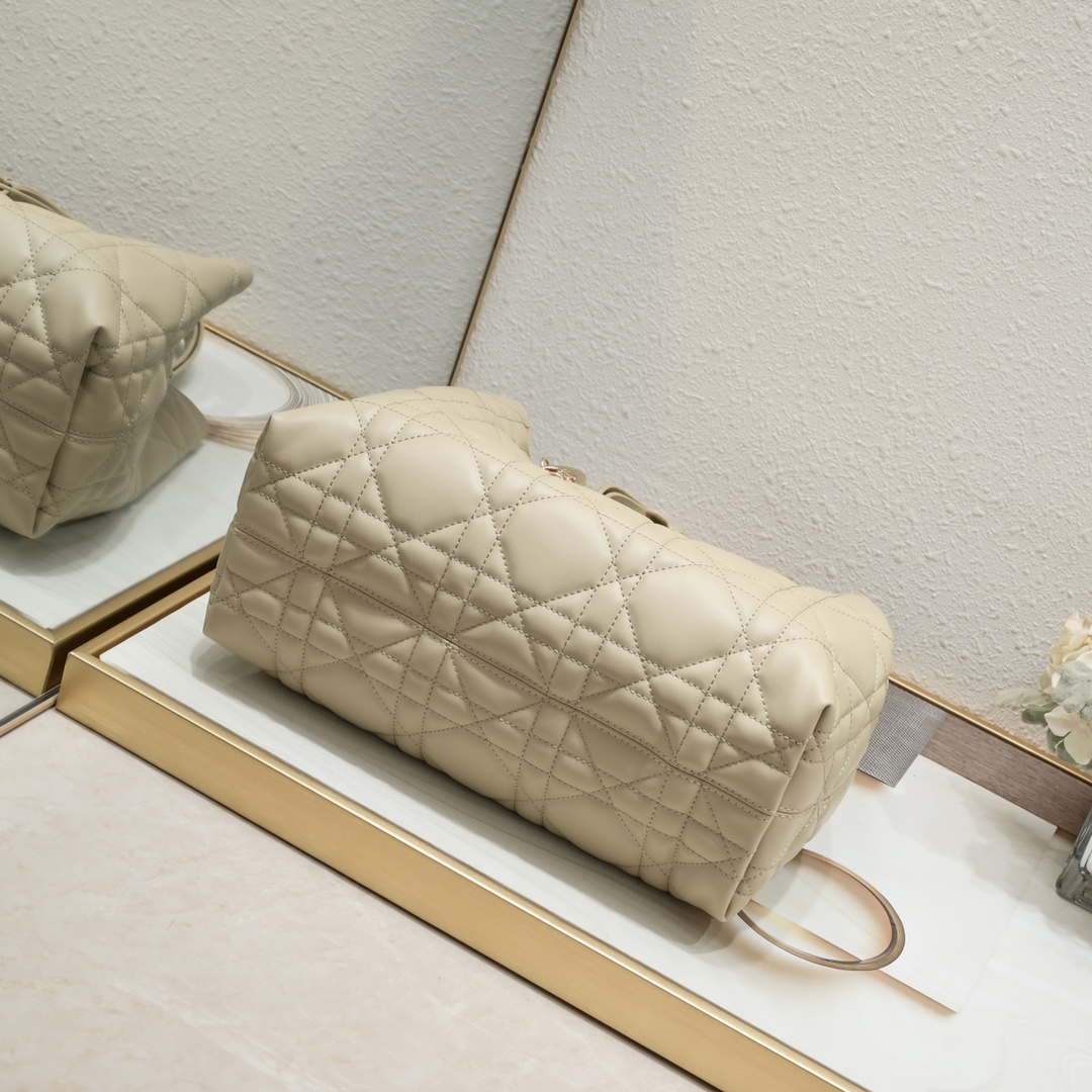 D Inspired Toujours Bag -Powder Beige Macrocannage Calfskin - Gorchic - $136.99