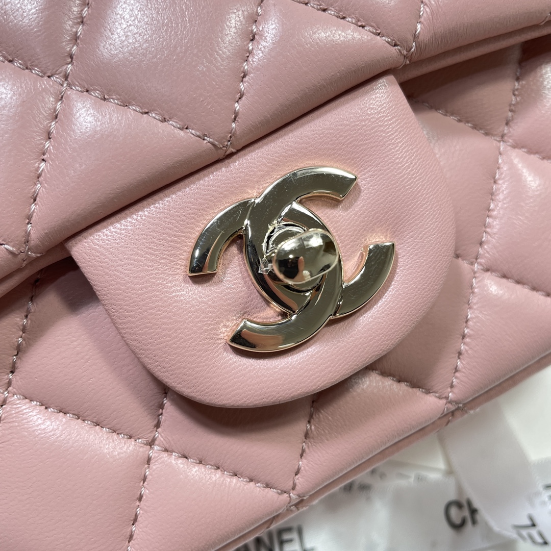 CC Inspired Lambskin Quilted Mini Top Handle Rectangular Flap Pink Bag - Gorchic - $152.99